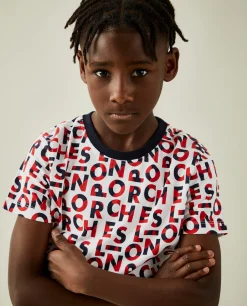LION OF PORCHES T-Shirts^T-shirt de algodão com logotipo all over