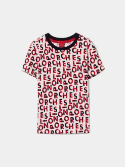 LION OF PORCHES T-Shirts^T-shirt de algodão com logotipo all over