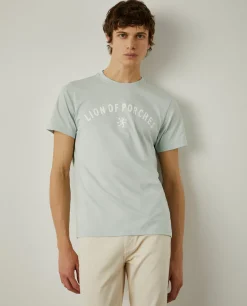LION OF PORCHES T-Shirts^T-shirt de algodão com logotipo no peito