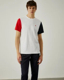 LION OF PORCHES T-Shirts^T-shirt de algodão com mangas em contraste