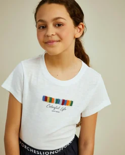 LION OF PORCHES T-Shirts^T-shirt de algodão com missangas