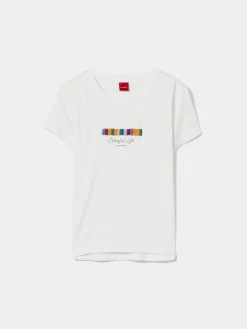 LION OF PORCHES T-Shirts^T-shirt de algodão com missangas