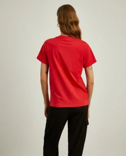 MULHER LION OF PORCHES T-Shirts^T-shirt de algodão decote em V