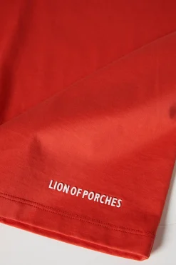 MULHER LION OF PORCHES T-Shirts^T-shirt de algodão decote em V