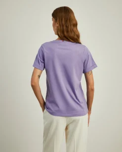 MULHER LION OF PORCHES T-Shirts^T-shirt de algodão decote em V