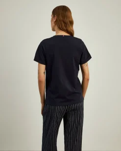 MULHER LION OF PORCHES T-Shirts^T-shirt de algodão decote em V