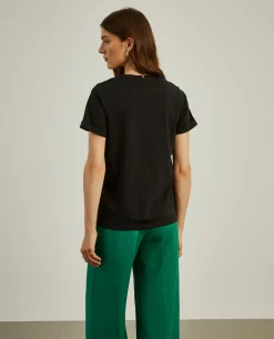 MULHER LION OF PORCHES T-Shirts^T-shirt de algodão decote em V