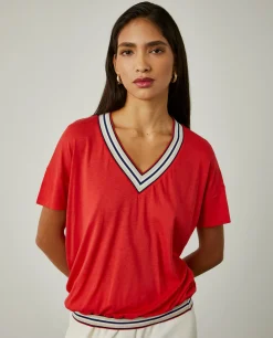 MULHER LION OF PORCHES Camisolas^T-shirt decote em V com riscas