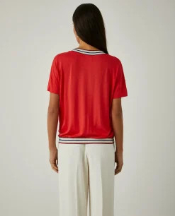 MULHER LION OF PORCHES Camisolas^T-shirt decote em V com riscas
