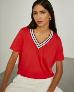 MULHER LION OF PORCHES Camisolas^T-shirt decote em V com riscas