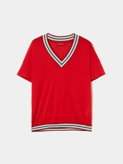 MULHER LION OF PORCHES Camisolas^T-shirt decote em V com riscas