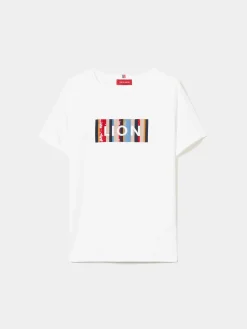 MULHER LION OF PORCHES T-Shirts^T-shirt manga curta com estampado