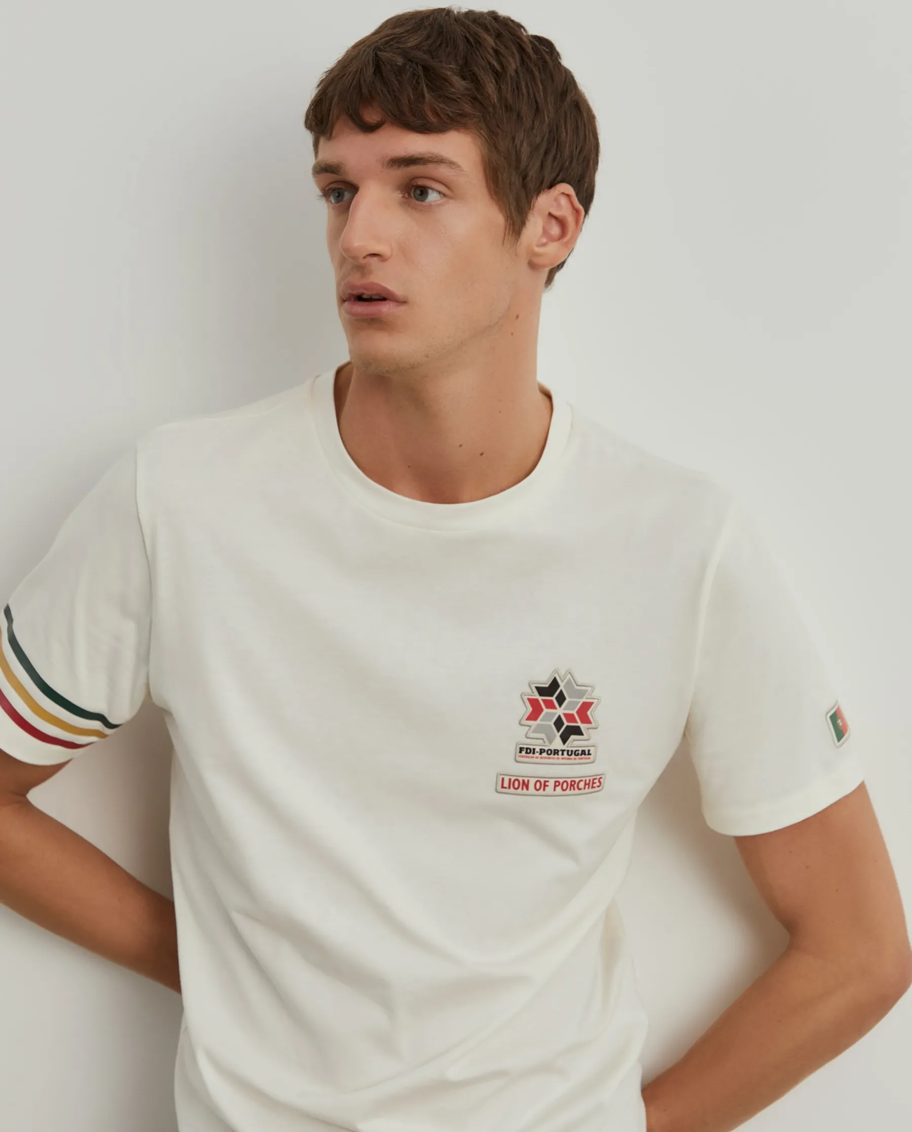 LION OF PORCHES T-Shirts^T-shirt masculina de algodão Lion x FDI