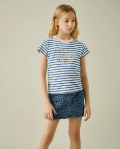 LION OF PORCHES T-Shirts^T-shirt às riscas com logotipo