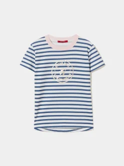 LION OF PORCHES T-Shirts^T-shirt às riscas com logotipo