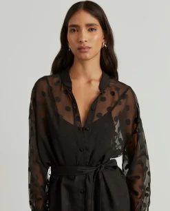 MULHER LION OF PORCHES Vestidos / Macacões^Vestido camiseiro semitransparente polka dots