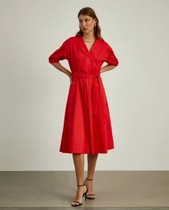 MULHER LION OF PORCHES Vestidos / Macacões^Vestido midi em algodão mangas abalonadas