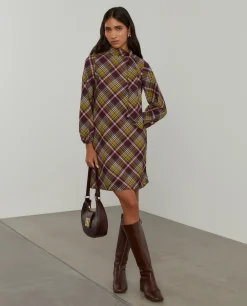 MULHER LION OF PORCHES Vestidos / Macacões^Vestido tartan manga comprida