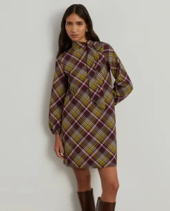 MULHER LION OF PORCHES Vestidos / Macacões^Vestido tartan manga comprida